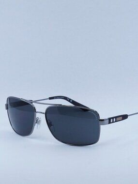 Burberry BE3074 100387 Sunglasses Gunmetal Rectangle Frame, Grey Lenses
